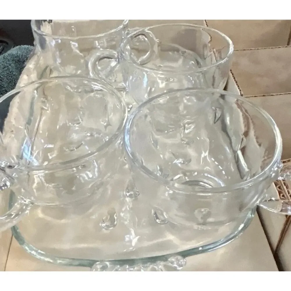 Informal Snack Set by Hazel-Atlas 4 Plates 4 Cups in Original Box